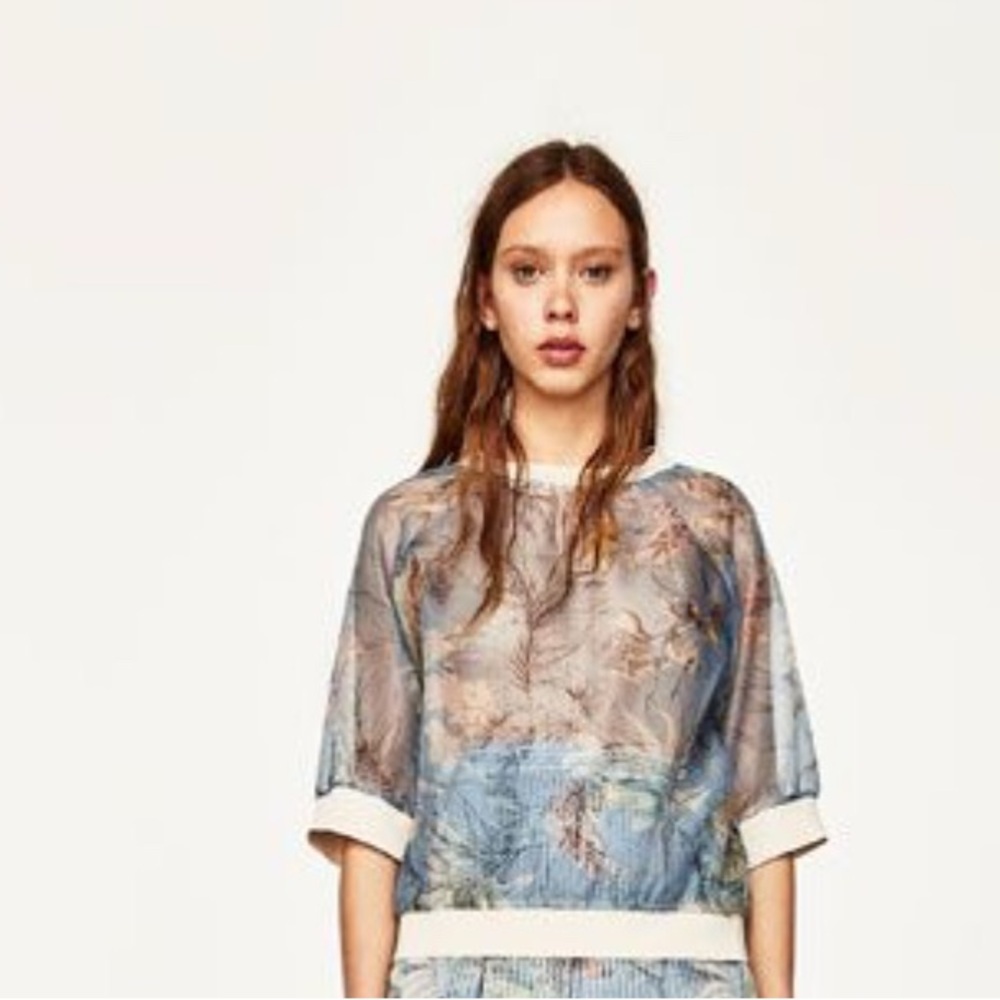 Zara Multi-Color Sheer Printed Tunic